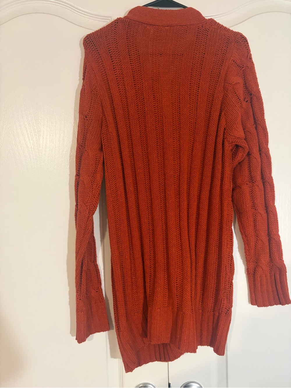 Cable-Knit Button-Front Cardigan Sweater - Rust - Picture 3 of 3